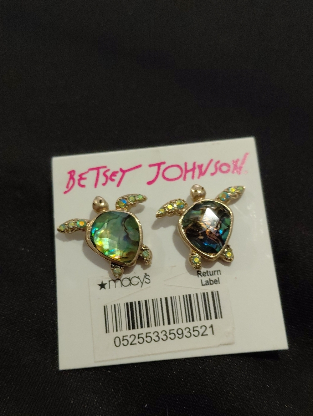 BETSEY JOHNSON TURTLE STUD EARRINGS